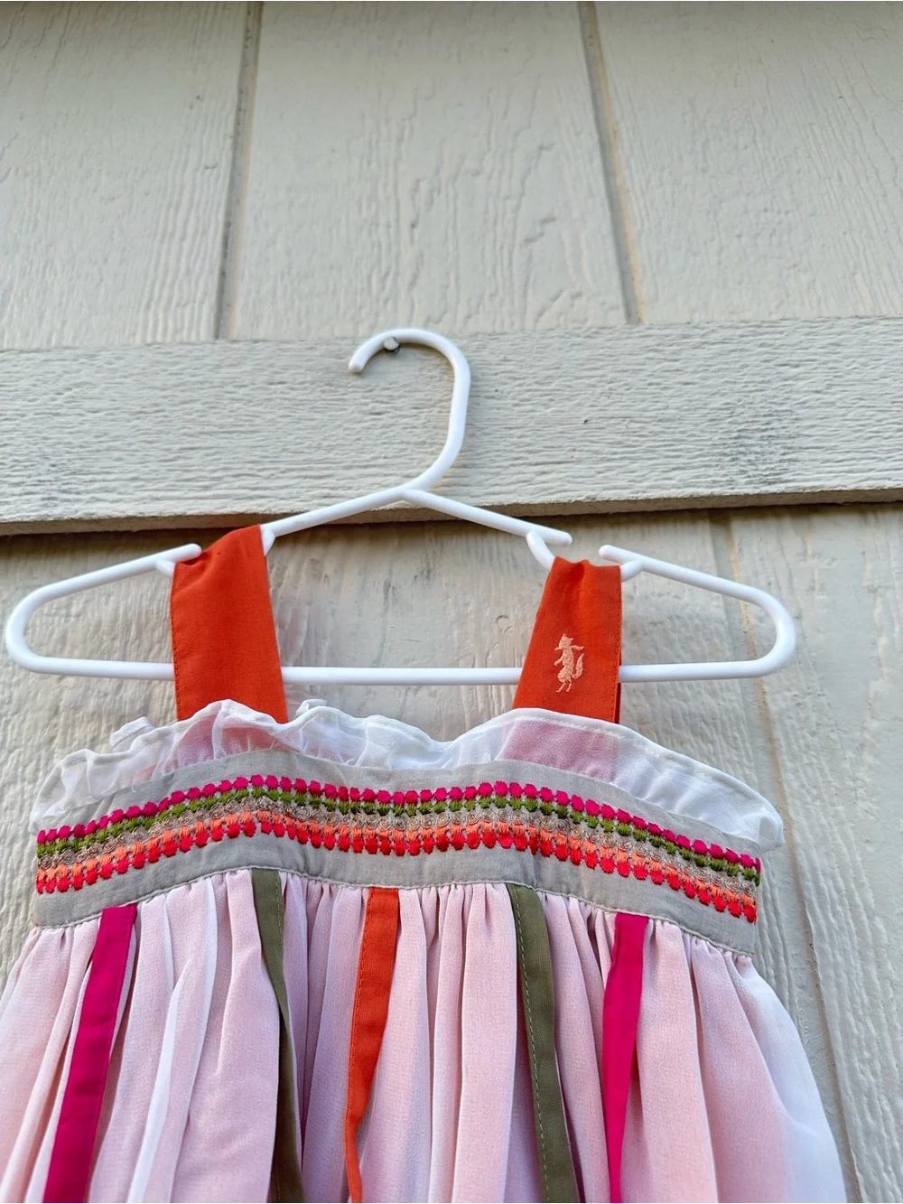 Well Dressed Wolf Girls' Pink Ruffle Sundress Tropical Maddie Ribbon Detail Bout